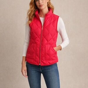 J. Crew Women’s Quilted Down Puffer Vest Vibrant Pink M